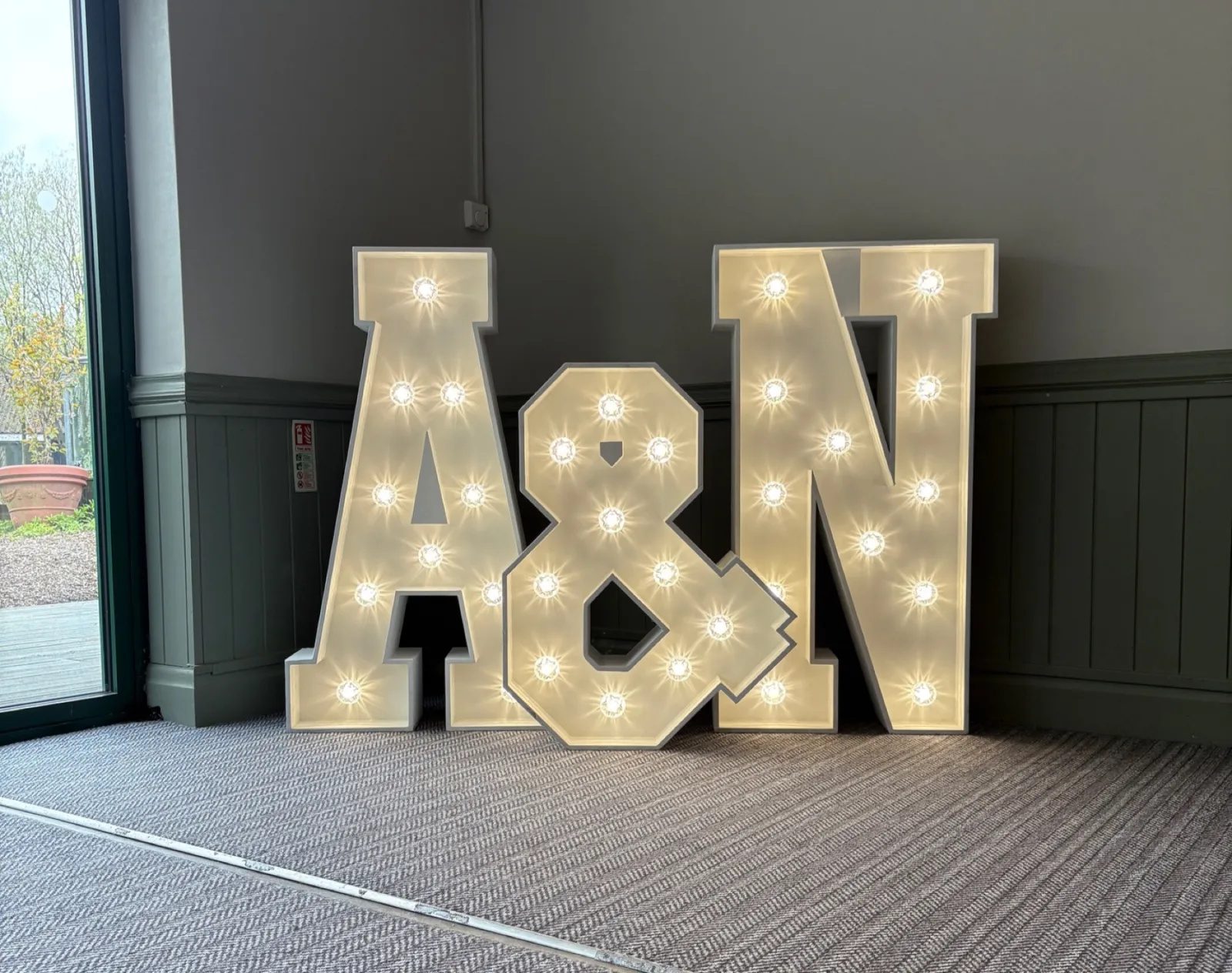 White light up A & N initials